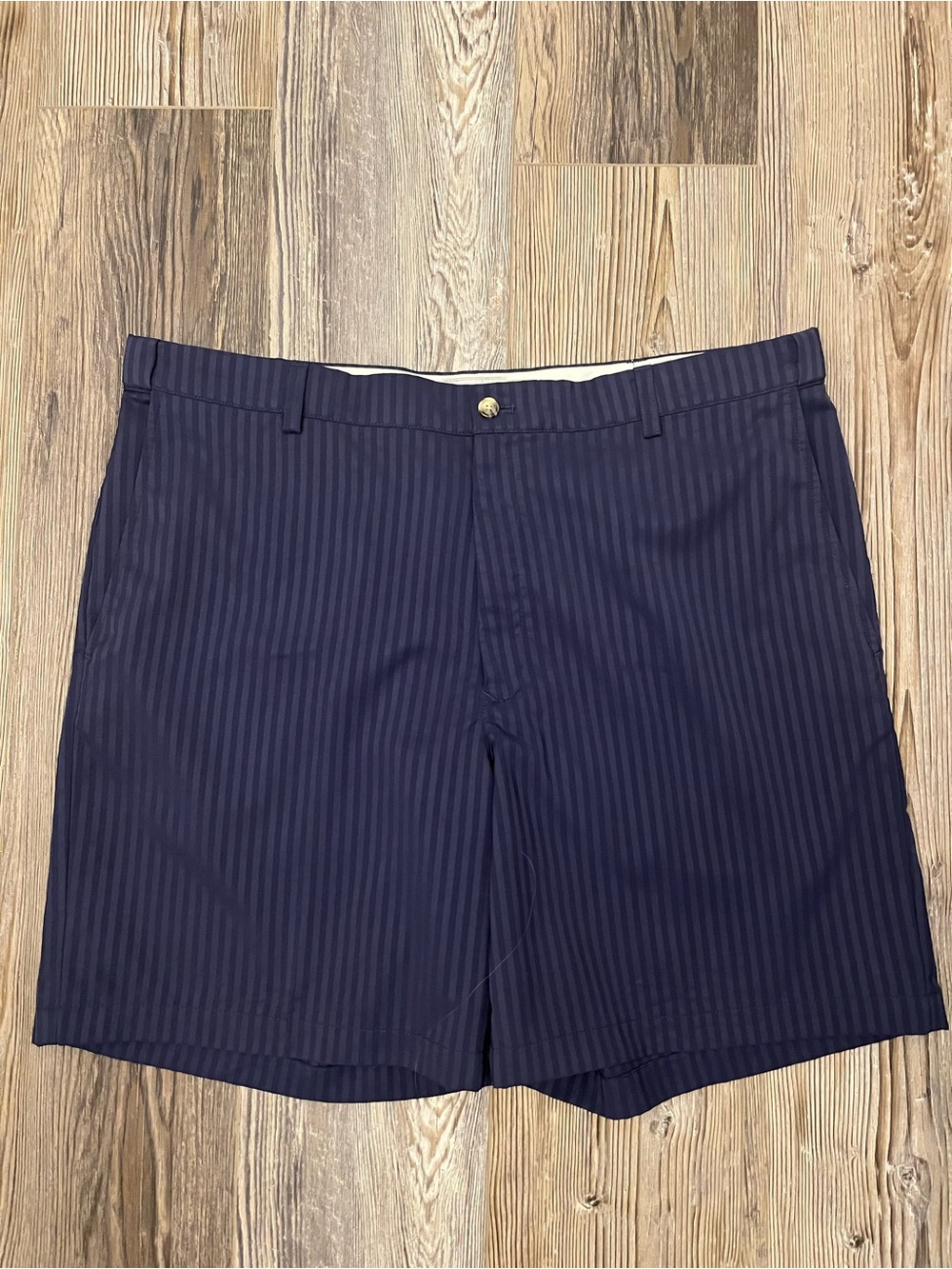 Men's Navy Pinstripe Flat-Front Shorts